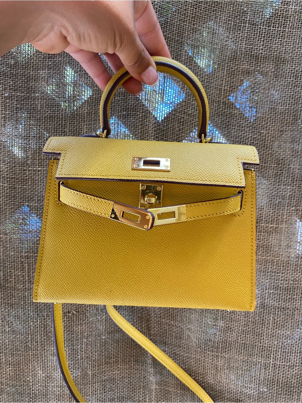Lily and Bean Hettie Yellow Leather Top-Handle Crossbody Bag kelly style